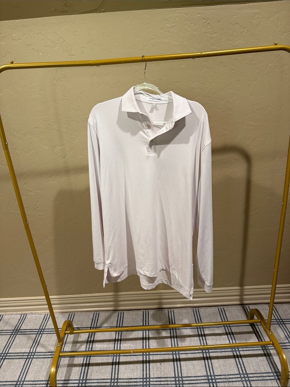 Men's Peter Millar Long-Sleeve White Polo Shirt